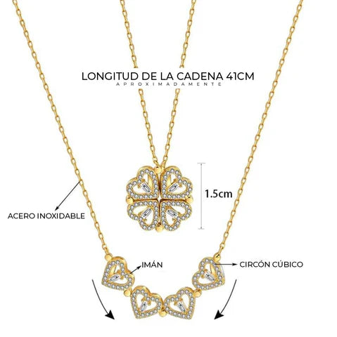 COLLAR TREBOL DE 4 CORAZONES 🖤🍀