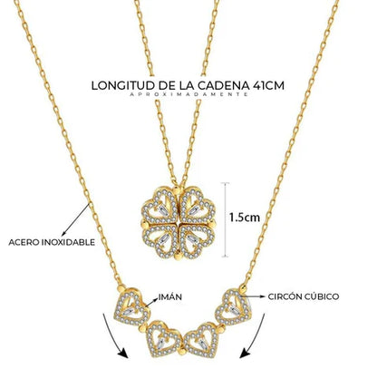 COLLAR TREBOL DE 4 CORAZONES 🖤🍀