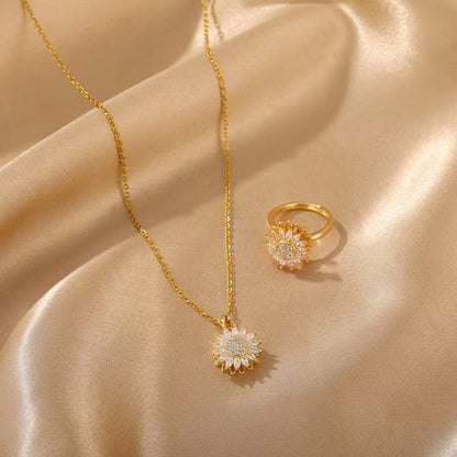 SET GIRASOLES GIRATORIOS 🌻📿💍