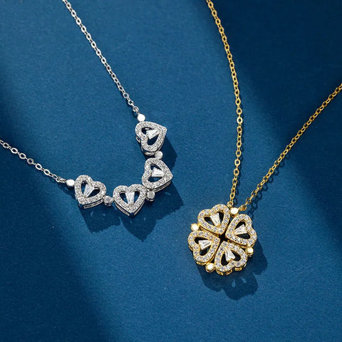 COLLAR TREBOL DE 4 CORAZONES 🖤🍀