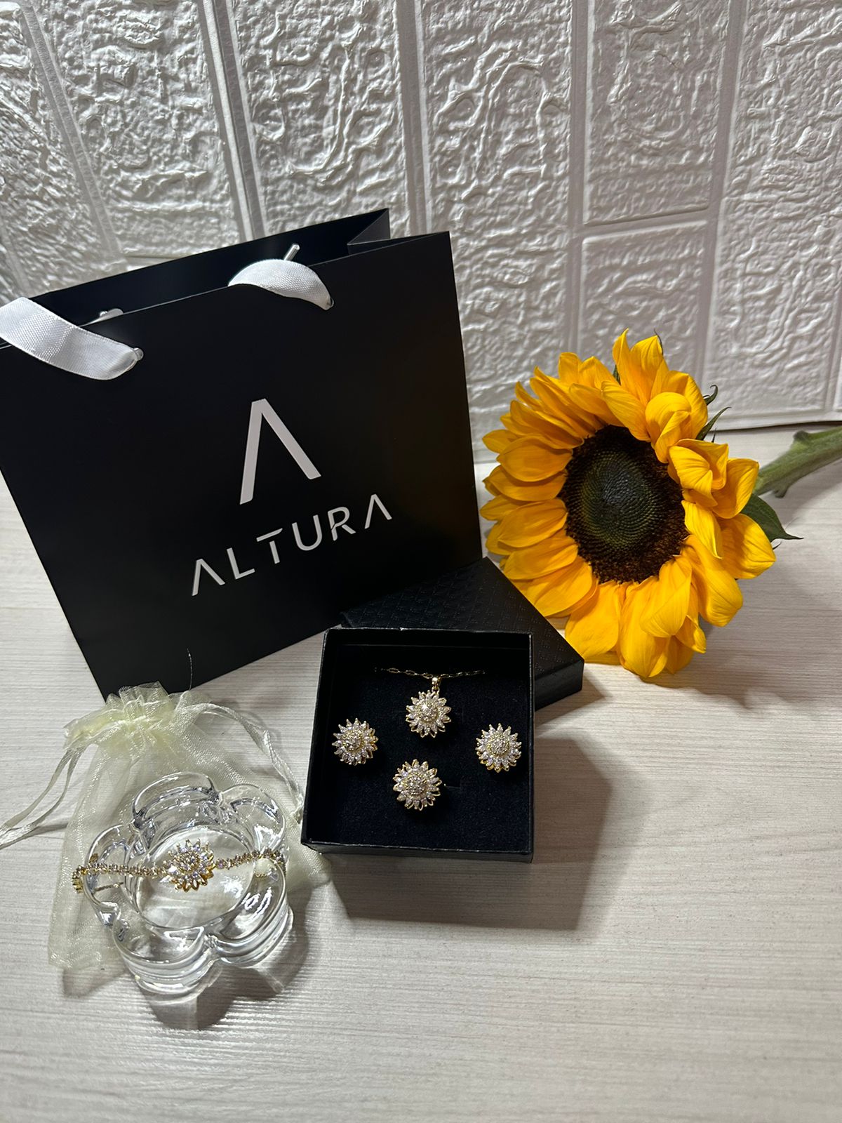 SET GIRASOLES GIRATORIOS 🌻📿💍