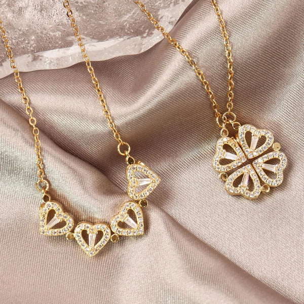 COLLAR TREBOL DE 4 CORAZONES 🖤🍀